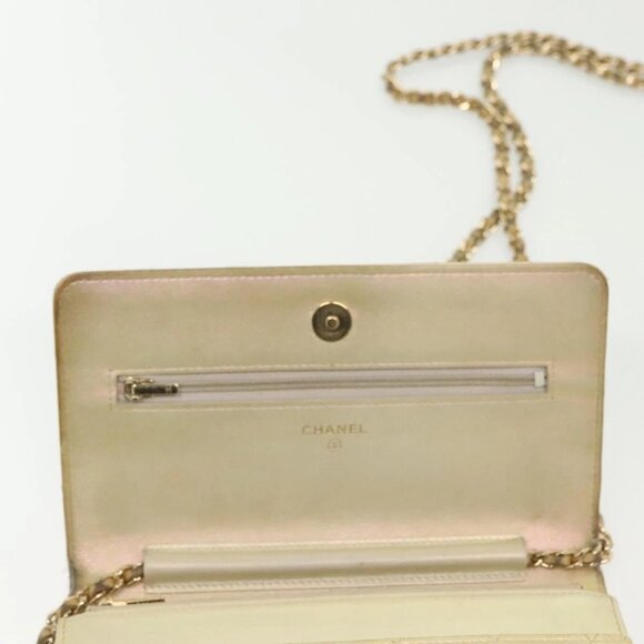 CHANEL Matelasse Chain Wallet Shoulder Bag Lamb Skin Gold Tone CC Auth 137 - Picture 10 of 16